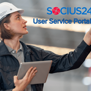 Woman in hard hat with an electronic tablet, checking inventory