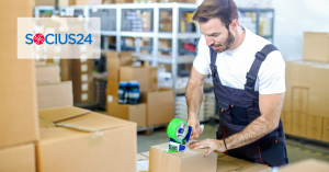 man repacking order in warehouse